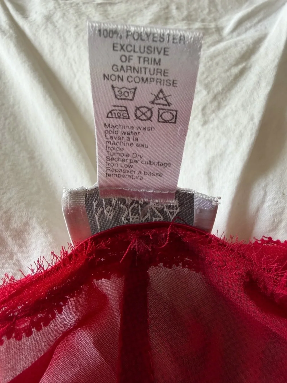 La Senza Lingerie Red Sheer Lace Babydoll Nightgown Size L - Picture 6 of 7